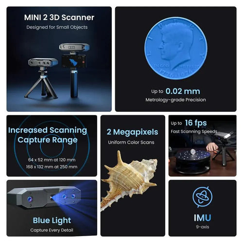 Revpoint MINI 2 Scanner 3D Lumière Bleue Précision 0.02mm Advanced Edition Revpoint MINI 2 3D Scanner Blue Light Precision 0.02mm Advanced Edition