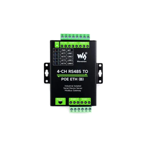 Waveshare Serveur Série Ethernet 4 Canaux RS485 vers RJ45 avec Port Ethernet PoE Waveshare 4-Channel RS485 to RJ45 Ethernet Serial Server w/ PoE Ethernet Port