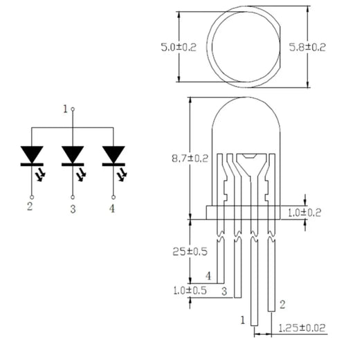 Paquet de DEL 5mm RGB (5pk) 5mm RGB LED w/ Diffused Lens (5pk)