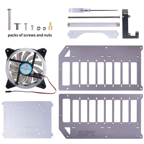 52Pi 8-Layer Acrylic Cluster Case w/ RGB LED & Cooling Fan for RPi, Jetson Nano (Clear) 52Pi 8-Layer Acrylic Cluster Case w/ RGB LED & Cooling Fan for RPi, Jetson Nano (Clear)