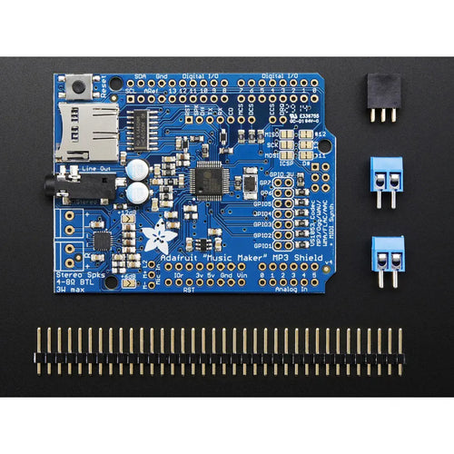 Adafruit Music Maker MP3 Shield for Arduino w/ 3W Stereo Amp v1.0 Adafruit Music Maker MP3 Shield for Arduino w/ 3W Stereo Amp v1.0