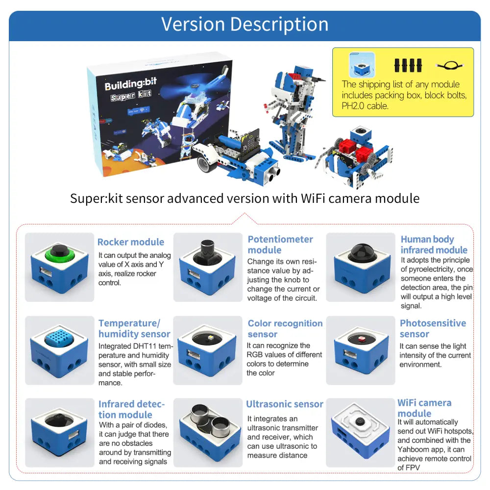 Yahboom Micro Bit Building Block Robot Kit 16 In 1 STEM Projects DIY ...