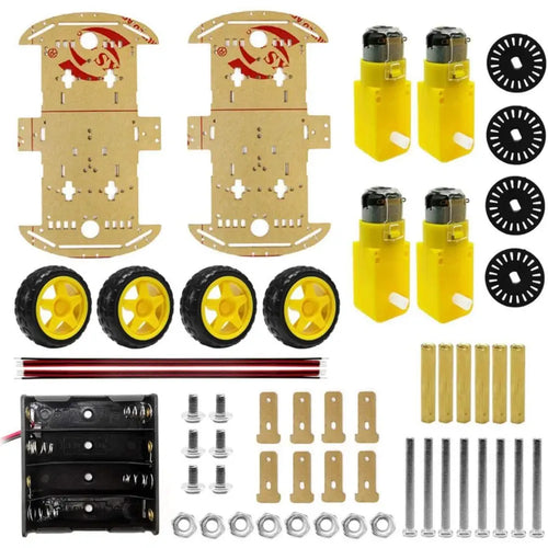 Kit de châssis intelligent de voiture de robot à monter soi-même avec encodeur de vitesse 4W 2 couches pour Arduino, RPi DIY Robot Car Smart Chassis Kit w/ Speed Encoder 4W 2-Layer for Arduino, RPi