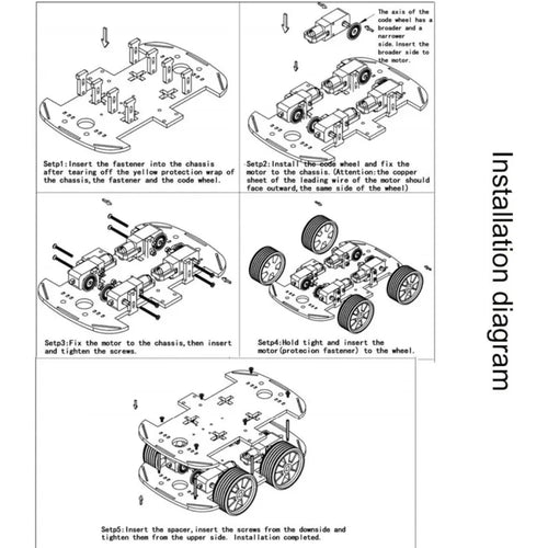 Kit de châssis intelligent de voiture de robot à monter soi-même avec encodeur de vitesse 4W 2 couches pour Arduino, RPi DIY Robot Car Smart Chassis Kit w/ Speed Encoder 4W 2-Layer for Arduino, RPi