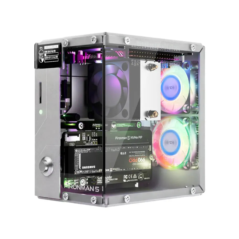 PIRONMAN 5 Raspberry Pi 5用 Pironman 5 NVMe M.2 SSD PCIe Mini PC Case for Raspberry Pi 5