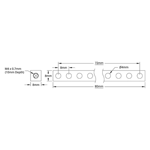 ServoCity 1106 Series Square Beam (10 Hole, 80mm Length) ServoCity 1106 Series Square Beam (10 Hole, 80mm Length)