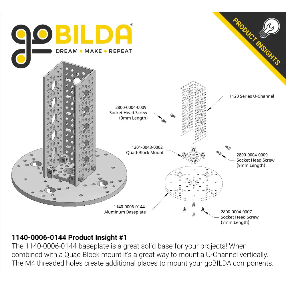 ServoCity 1140 Series Aluminum Baseplate (6mm Thickness, 144mm Diameter