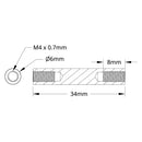ServoCity 1501 Series M4 x 0.7mm Standoff (6mm OD, 34mm Length) - 4 Pack