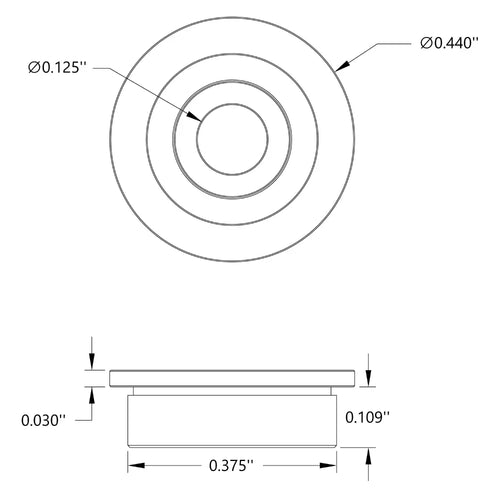 ServoCity Roulement à billes à flasque 1/8 ServoCity 1/8" ID Flanged Ball Bearing (3/8" OD,  9/64" Thickness) - 2 Pack
