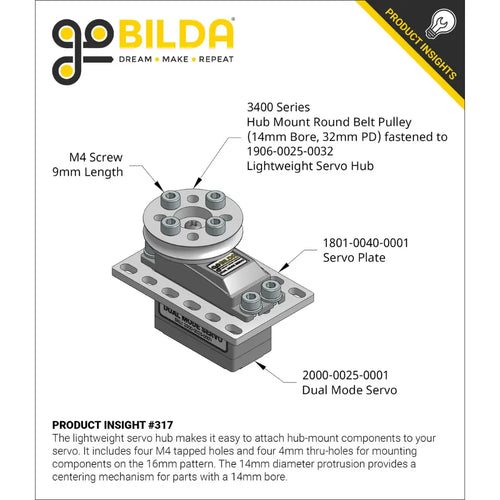 ServoCity 3400 Series Hub Mount Round Belt Pulley (14mm Bore, 64mm PD) ServoCity 3400 Series Hub Mount Round Belt Pulley (14mm Bore, 64mm PD)