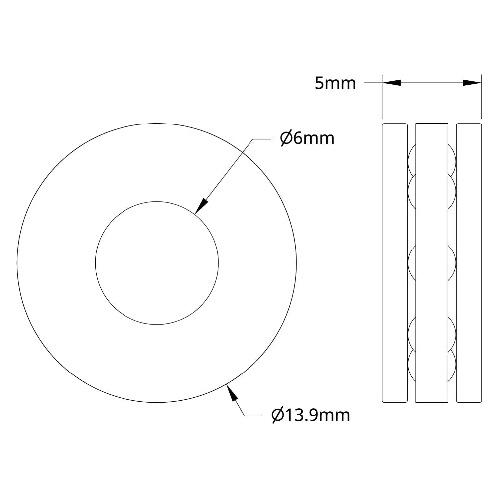 ServoCity 6mm ID Thrust Ball Bearing (14mm OD, 5mm Thickness)