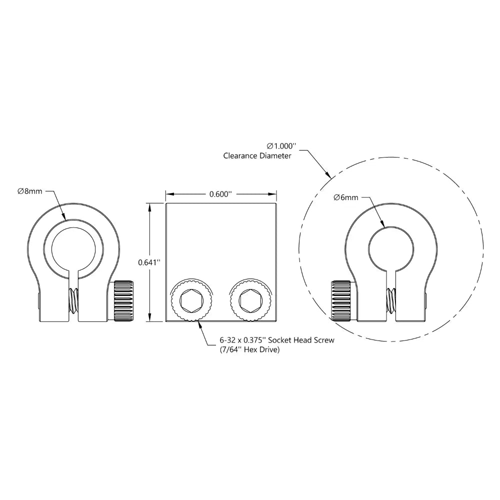 ServoCity 6mm to 8mm Clamping Shaft Coupler