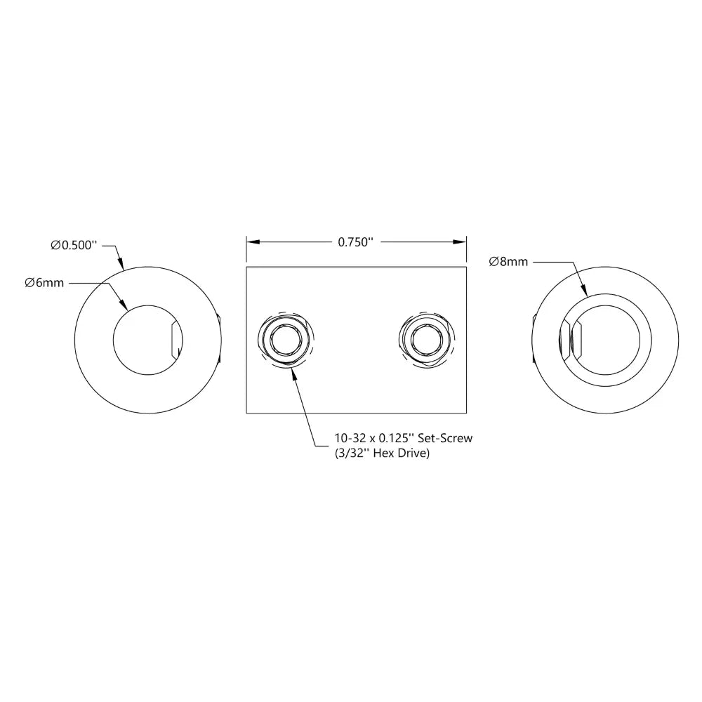 ServoCity 6mm to 8mm SetScrew Shaft Coupler