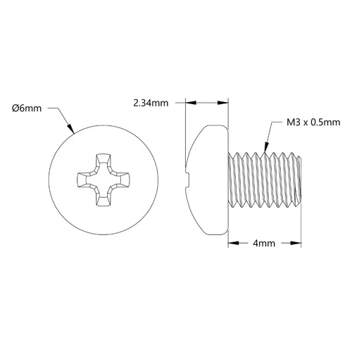 ServoCity M3 x 0.5mm Zinc-Plated Pan Head Screw (4mm Length) - 6 Pack ServoCity M3 x 0.5mm Zinc-Plated Pan Head Screw (4mm Length) - 6 Pack
