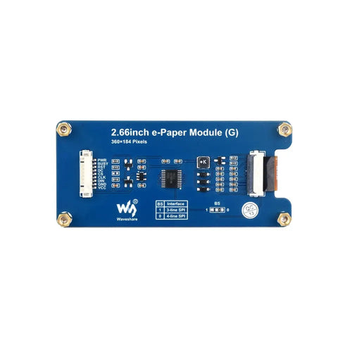Waveshare Module E-Paper 2.66 Waveshare 2.66" E-Paper Module (G), 360x184, Red/Yellow/Black/White, SPI Interface