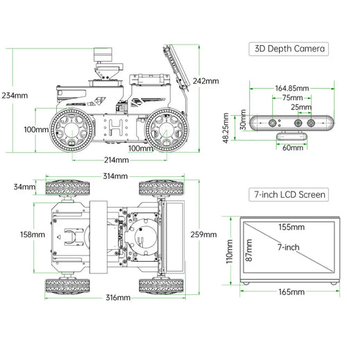 JetAcker ROS Education Robot Car with Ackerman Structure Support SLAM Mapping Navigation Learning (Advanced Kit/Jetson Orin Nano 8GB/EA1 G4 Lidar)