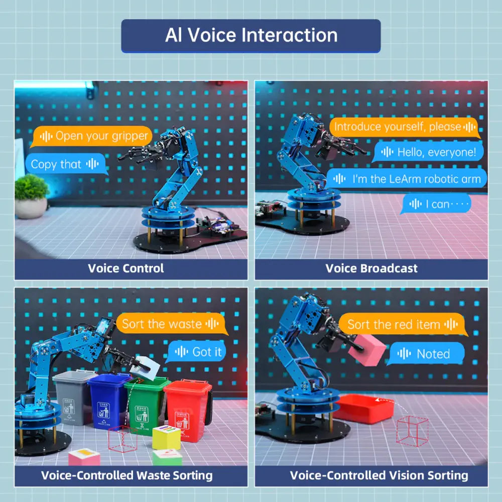 Hiwonder LeArm AI Desktop Robot Arm with AI Vision &amp; Voice Interaction, Support Arduino Programming &amp; Sensor Expansion (Intermediate Kit)
