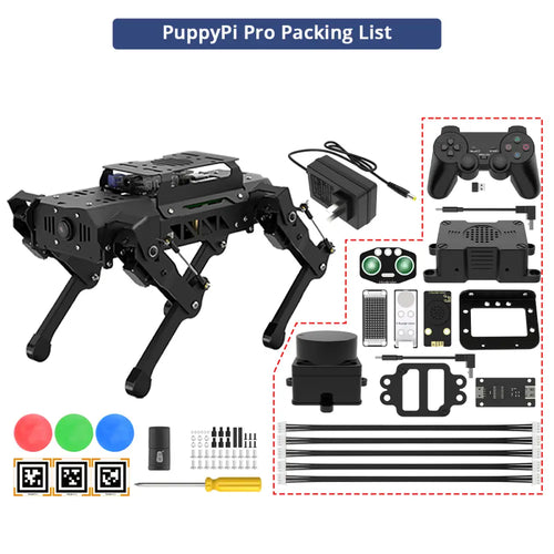 Hiwonder PuppyPi Pro ROS Quadruped Robot, Integrated with AI Large Model (ChatGPT), Supports AI Vision, Voice Interaction, LiDAR, and Robotic Arm Attachment (Pro Kit/ Raspberry Pi 5 8GB)