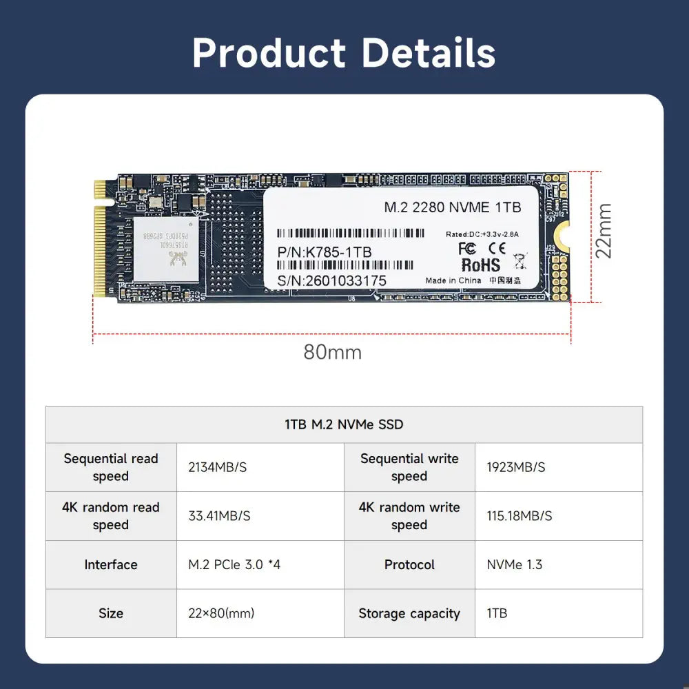 1TB M.2 NVMe Solid State Drive