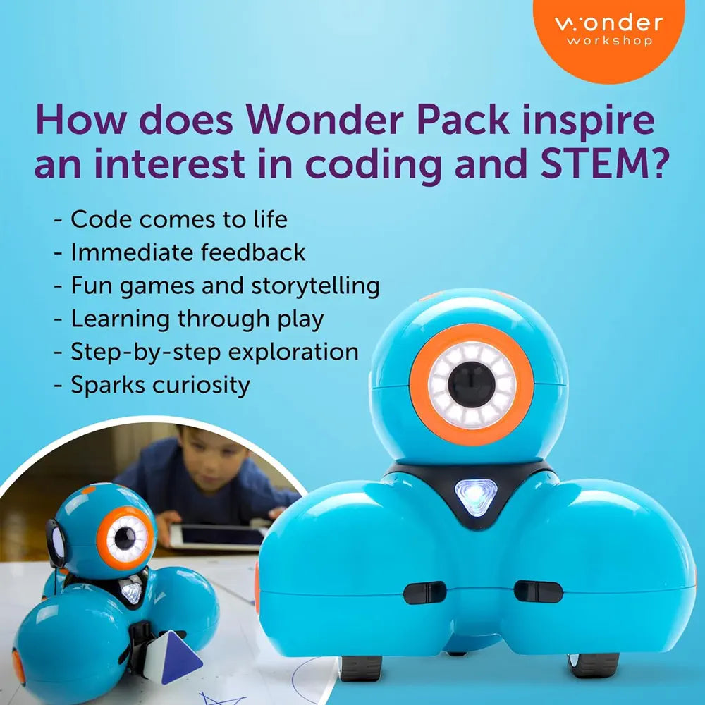 Wonder Workshop Dash Robot Wonder Pack – STEM Coding Toy for Kids 6+ | Programmable Educational Robot