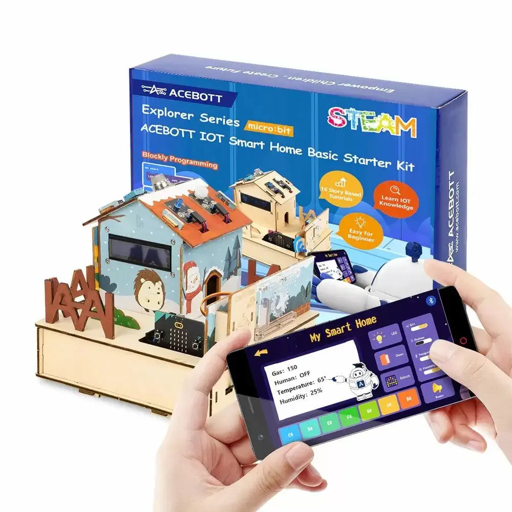 ACEBOTT QE005 Smart Home IoT Starter Kit With Arduino/ACECode(Scratch) For Micro:Bit Board - Educational STEM DIY Programming Kits for 8+ Years