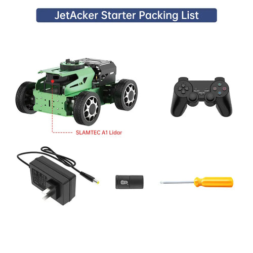 JetAcker ROS Education Robot Car with Ackerman Structure Support SLAM Mapping Navigation Learning (Starter Kit/Raspberry Pi 5 8GB/A1 Lidar)