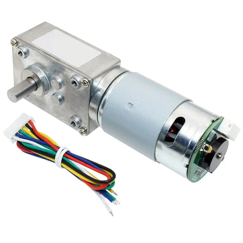 High Torque Gearmotor Self-Locking Worm Gear Motor w/ Encoder - 24V, 56RPM