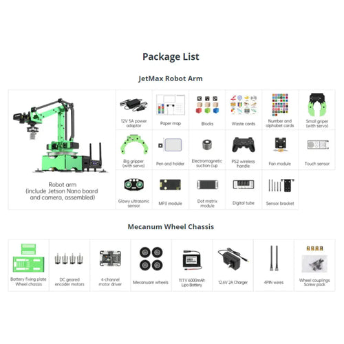 Hiwonder JetMax Pro JETSON NANO Robot Arm with Mecanum Wheel Chassis Support ROS Python