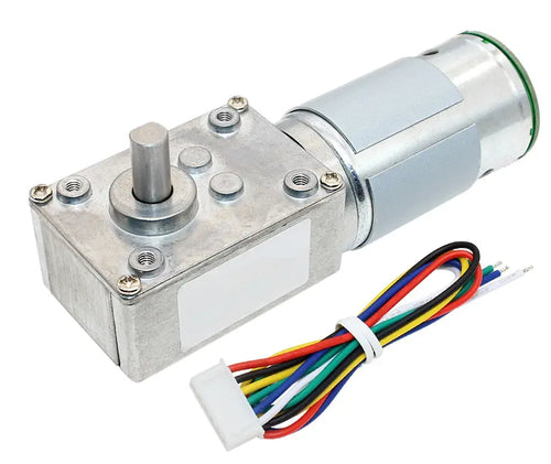 High Torque Gearmotor Self-Locking Worm Gear Motor w/ Encoder - 12V, 15RPM