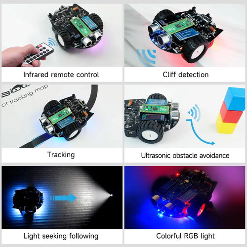 Yahboom Robot Car Kit for Raspberry Pico2 Board w/ Micropython App Control &amp; Infrared Remote Control (Only English Manual)