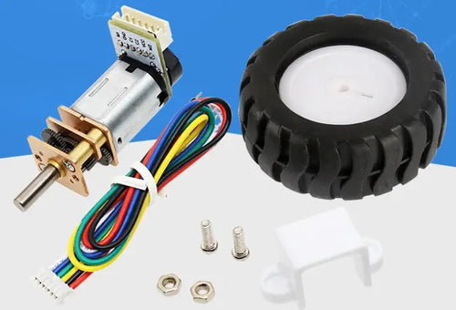 12mm 3V Micro Metal Gearmotor w/ Encoder &amp; 43mm Wheel Kits for Smart Robot DIY