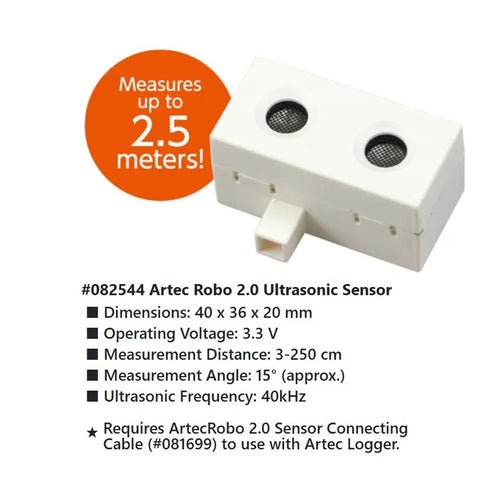 Artec Logger Ultrasonic Distance Sensor - Measure up to 2.5 Meter - Experiment with Fixed Velocity, Linear Motion - Easy and Real Scientific Educational Experiments