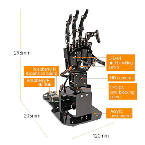 Hiwonder uHandPi Raspberry Pi Robotic Hand AI Vision Python Programming-Right Hand