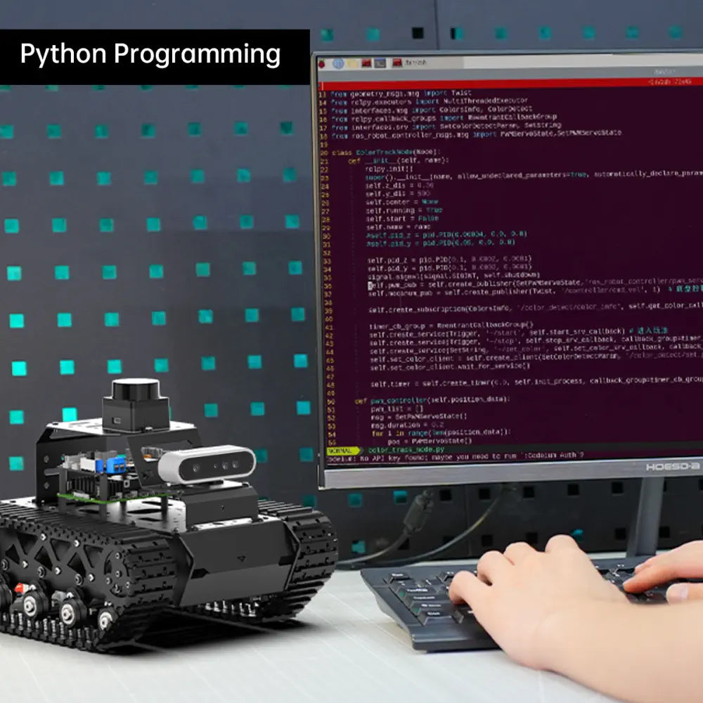 Hiwonder MentorPi T1 Raspberry Pi Robot Car – Tank Chassis, ROS2 AI Coding Robot with Large AI model ChatGPT, SLAM and Autonomous Driving (Starter Kit Without Raspberry Pi 5)