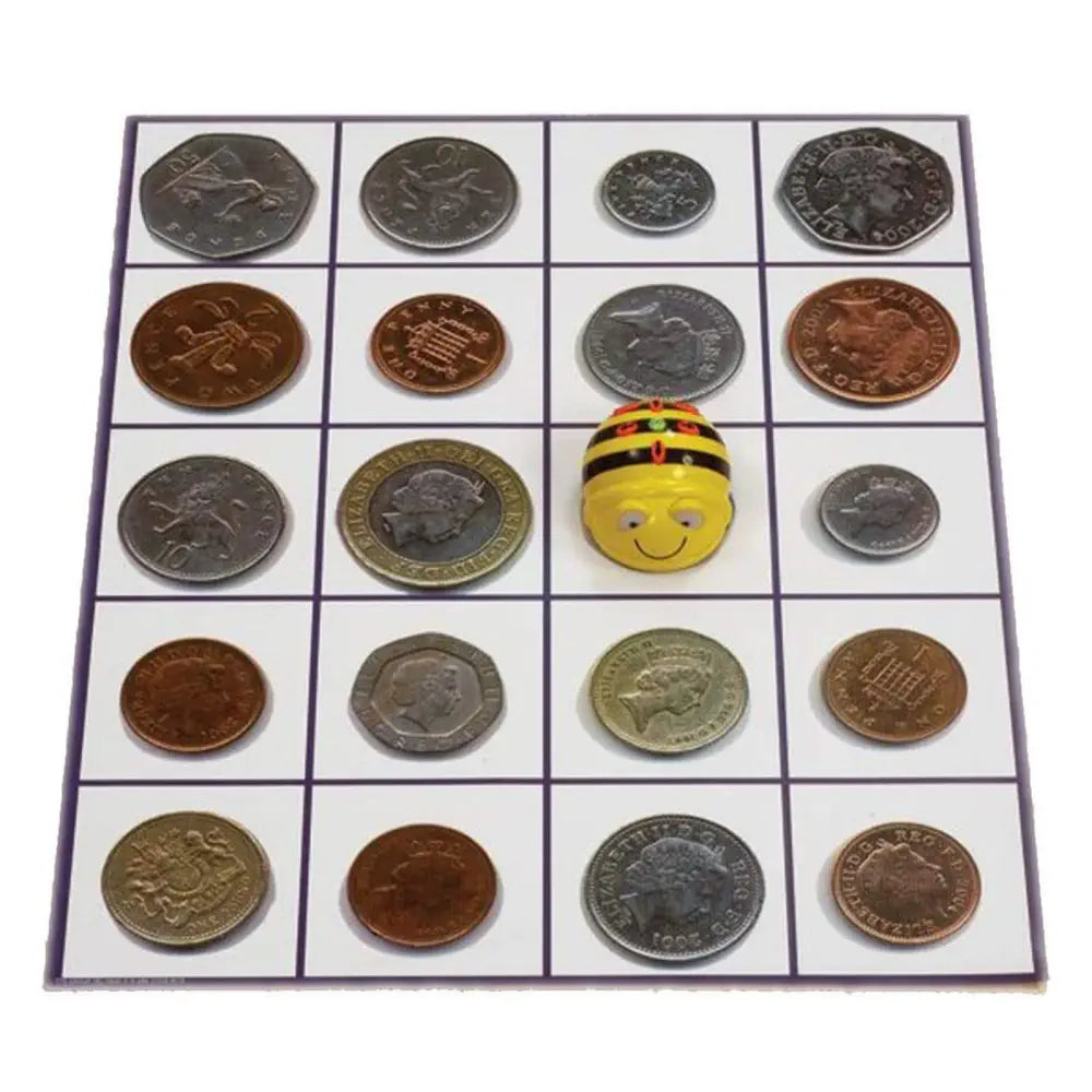 TTS Bee-Bot &amp; Blue-Bot Coin Mat - Coding Robots Play mat for England Math, Money, STEM Learning, Problem Solving, Sequencing &amp; Classroom Educational Activity | 60 x 75 cm