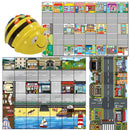 TTS Bee-Bot Coding Robot with Seaside Mat, French Town Mat, and Busy Street Mat, STEM Educational Programming Learning Robotics Toy for Kids Age 3+