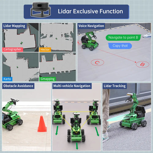 JetRover ROS Robot Car with Vision Robotic Arm Support SLAM Mapping/ Navigation (Advanced Kit with Jetson Orin Nano 4GB, Mecanum Chassis, Lidar A1)