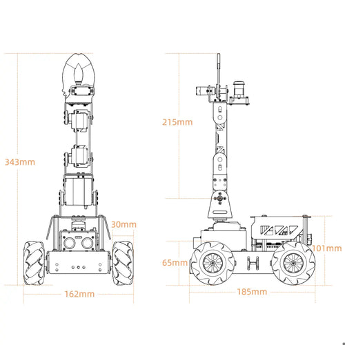 Hiwonder MasterPi AI Vision Robot Arm with Mecanum Wheels Car Powered by Raspberry Pi Open Source Robot Car (No Raspberry Pi 4B Included)