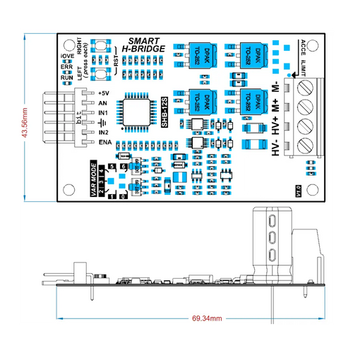 Smart H Bridge Driver Brushed Motor Controller w/ Speed Control, 10-40V, 30A Max