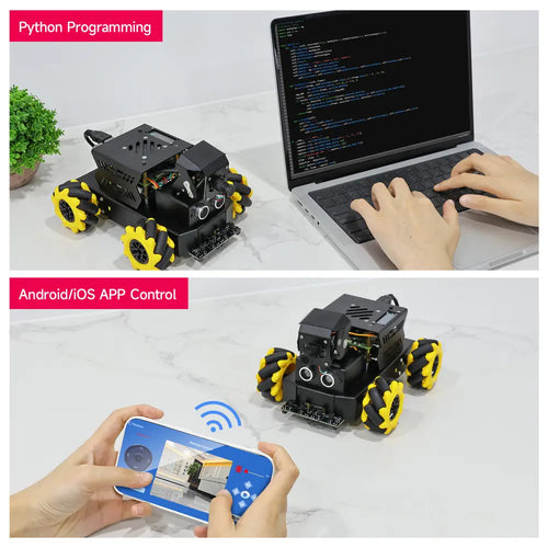 Yahboom AI Vision Robot Raspberry Pi 5 Car with 2DOF HD Camera Support Python Progamming Open Source DIY Robot Kit for 16+ Teens(With RPi 2G Board)