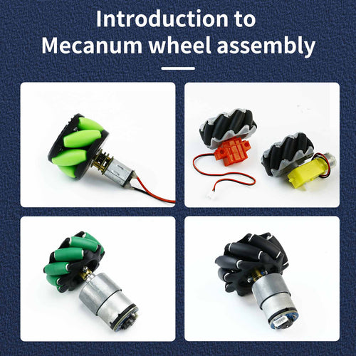 Yahboom Mecanum Wheel Kit for DIY Robot Car - 65mm Hexagonal Coupling, Black-Green (4x) EN Manual