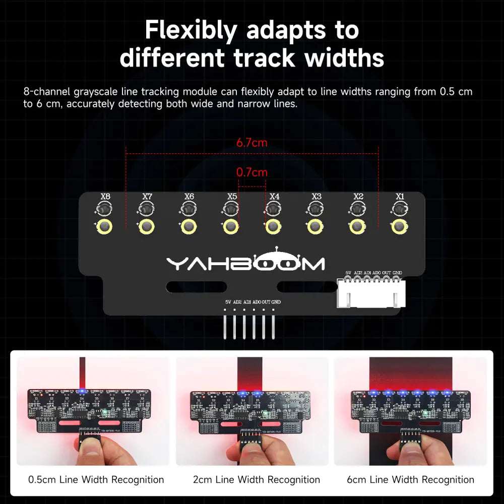 Yahboom 8-channel grayscale line tracking sensor module-Blue light