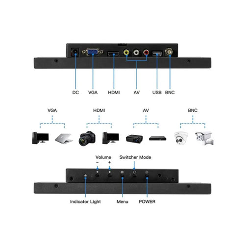 10.1inch TFT-LCD Monitor 1280x800 Color GC1016 w/ AV1 VGA HDMI BNC USB & Speaker