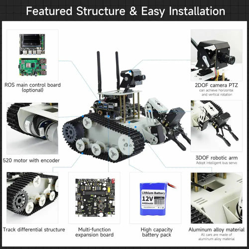 Transbot SE ROS Robot, Python Programming, HD Camera for Raspberry Pi 5(w/o Board)