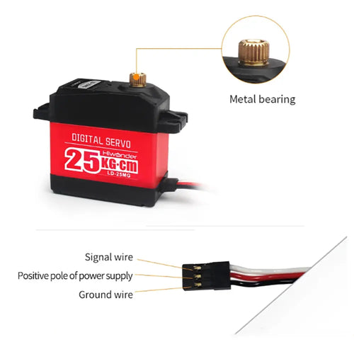 Hiwonder LD 25MG Digital Servo 25KG w/ Strong Torque for Robotic Arm, RC Car &amp; Single Shaft