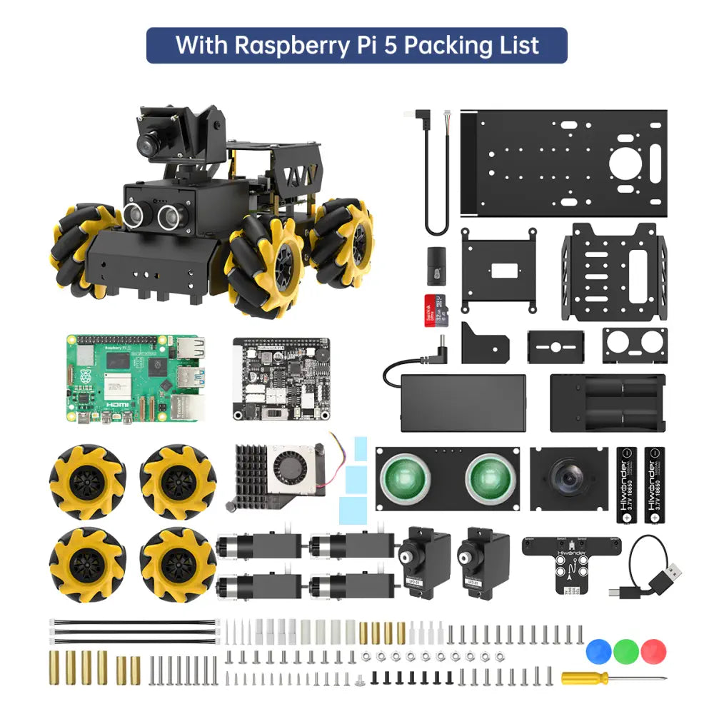 Hiwonder TurboPi Raspberry Pi ROS2 Robot Car with Mecanum Wheels, Support AI Vision &amp; Tracking (Standard Kit With Raspberry Pi 5 8GB)