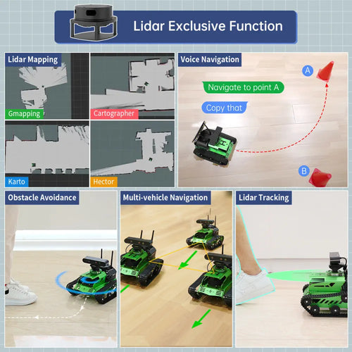 Hiwonder JetTank ROS Robot Tank Powered by Jetson Nano with Lidar Depth Camera, Support SLAM Mapping and Navigation (Standard Kit/SLAMTEC A1 Lidar)