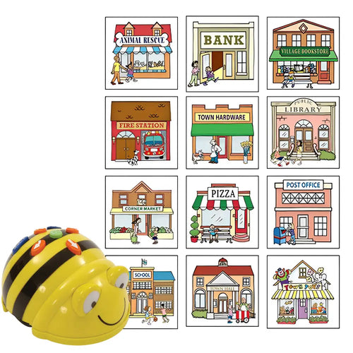 TTS Bee-Bot Programmable Robot with 3D Community Construction Kit Bundle - See &amp; Say Version - Educational STEM Learning Coding Robotics for Kids Age 3+