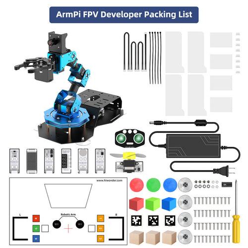 Hiwonder ArmPi FPV AI Vision Raspberry Pi ROS Robotic Arm with Python Open Source (Developer Kit/ With Raspberry Pi 4B 4GB)