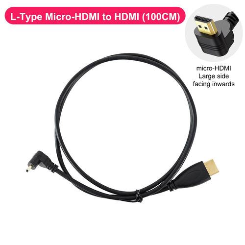 Micro-HDMI to HDMI cable for Raspberry Pi 5/4B--100CM-L-type
